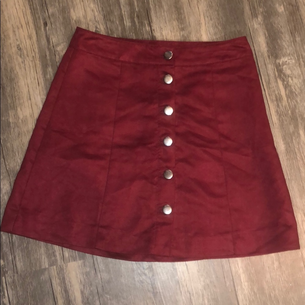 Burgundy Button Up Skirt